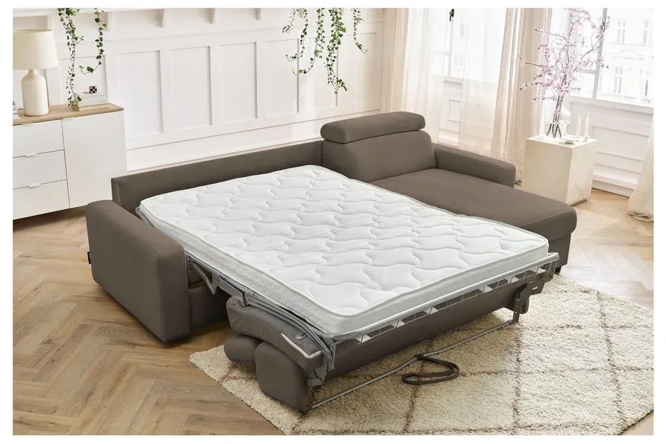 Hnedá rozkladacia rohová pohovka (variabilná) Monaco – Bobochic Paris