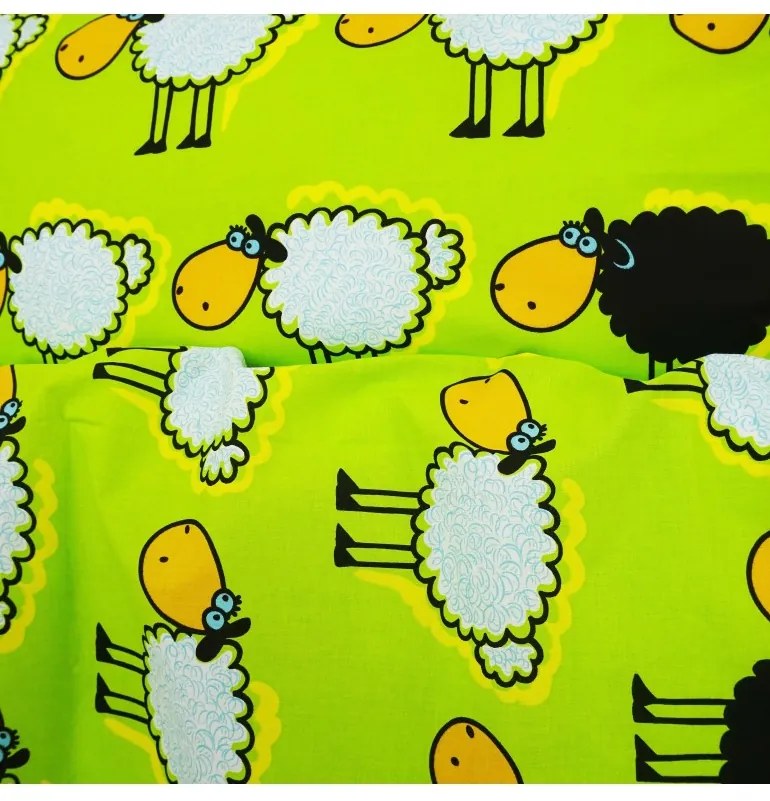 Obliečky detské bavlnené ovečky zelené EMI, Detský set 90x130 + 45x65