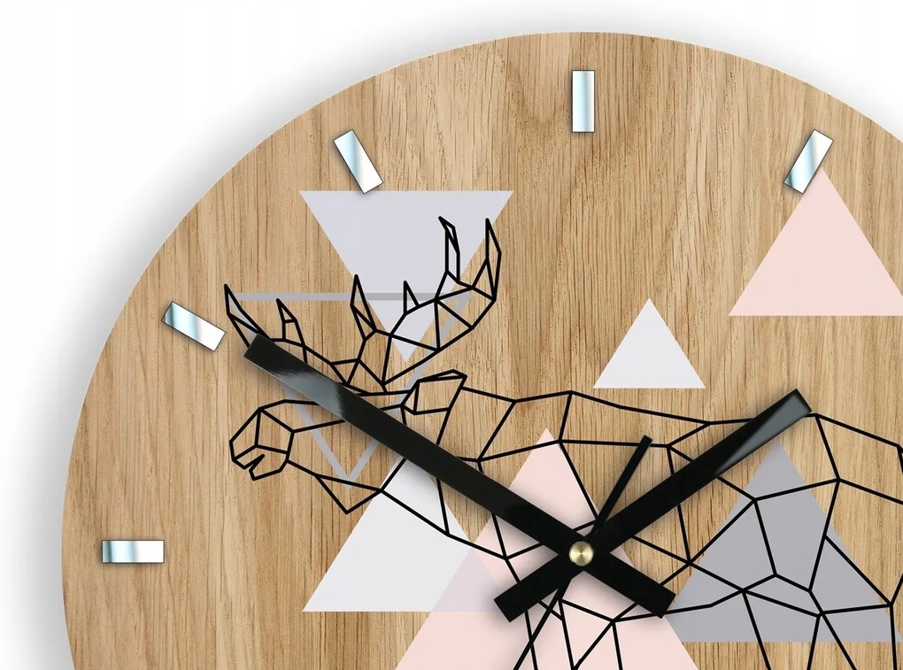 Dřevěné nástěnné hodiny Los 33 cm dub přírodní