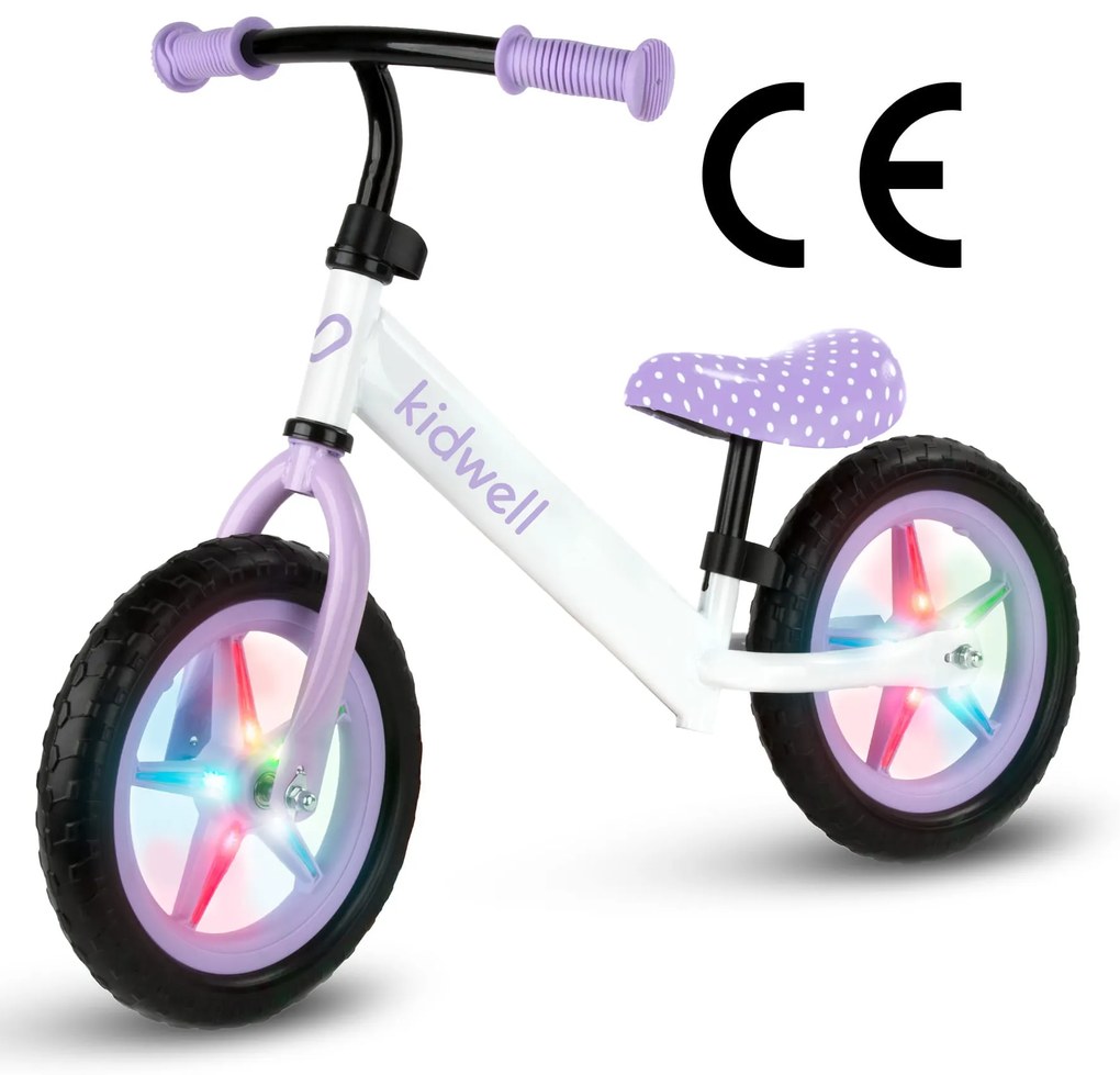Kidwell Rebel LED balančný bicykel pre deti – LED ráfiky, EVA kolesá 28 cm, bez batérií