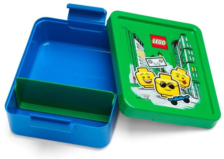 Set zeleno-modrého desiatového boxu a fľaše na pitie LEGO® Iconic