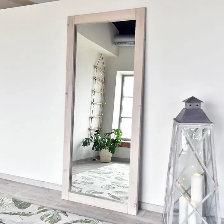 Veľké vidiecke zrkadlo s dreveným patinovaným rámom, 200x40x88 cm