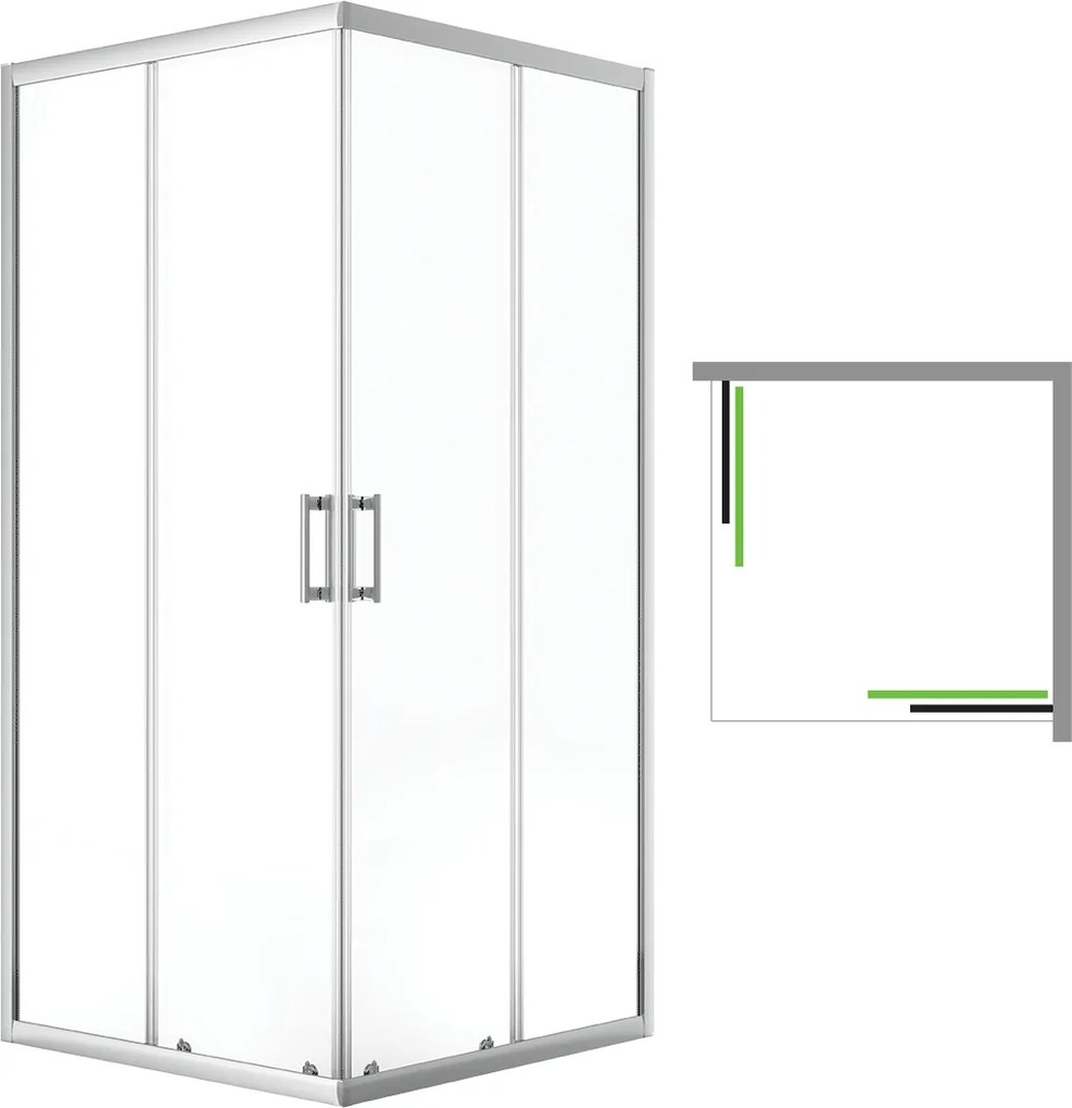 Laveo Štvorcový sprchovací kút Desna 90x90 cm - JKD_096K, chróm