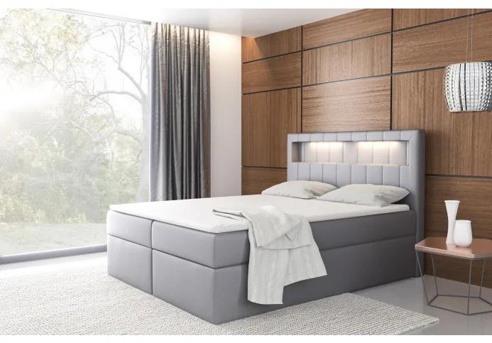 Dizajnová posteľ Elyan s úložným priestorom šedá eko koža 160 x 200 + topper zdarma