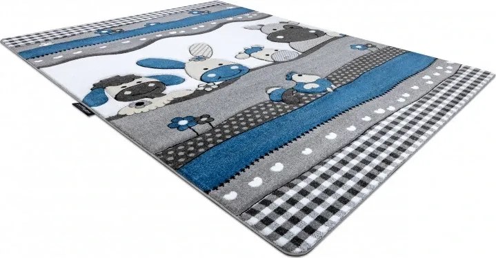 Detský kusový koberec Petit Farm animals blue