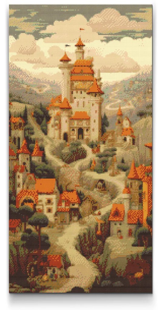 Gario Diamantové maľovanie Hradné predmestie Rozmery: 40 x 80 cm, Rámovanie: Iba zrolované plátno, Diamanty: Okrúhle