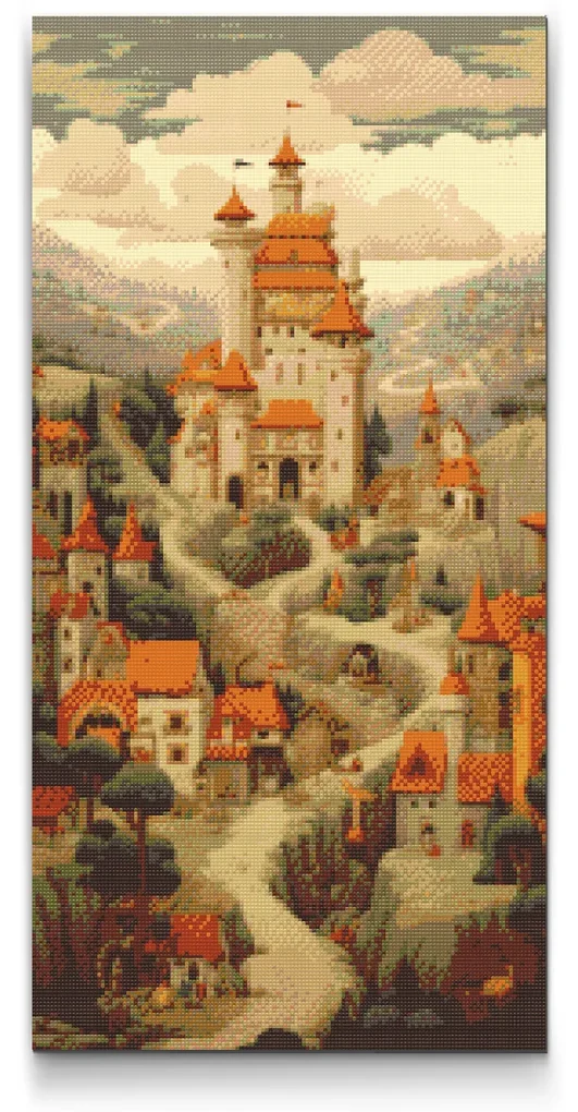 Gario Diamantové maľovanie Hradné predmestie Rozmery: 40 x 80 cm, Rámovanie: Iba zrolované plátno, Diamanty: Štvorcové