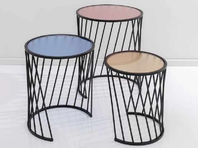Rainbow set 3 príručných stolíkov viacfarebný