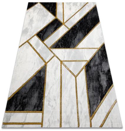 Koberec EMERALD exkluzívne 1015 glamour, štýlový mramor, geometrický čierna / zlato Veľkosť: 180x270 cm