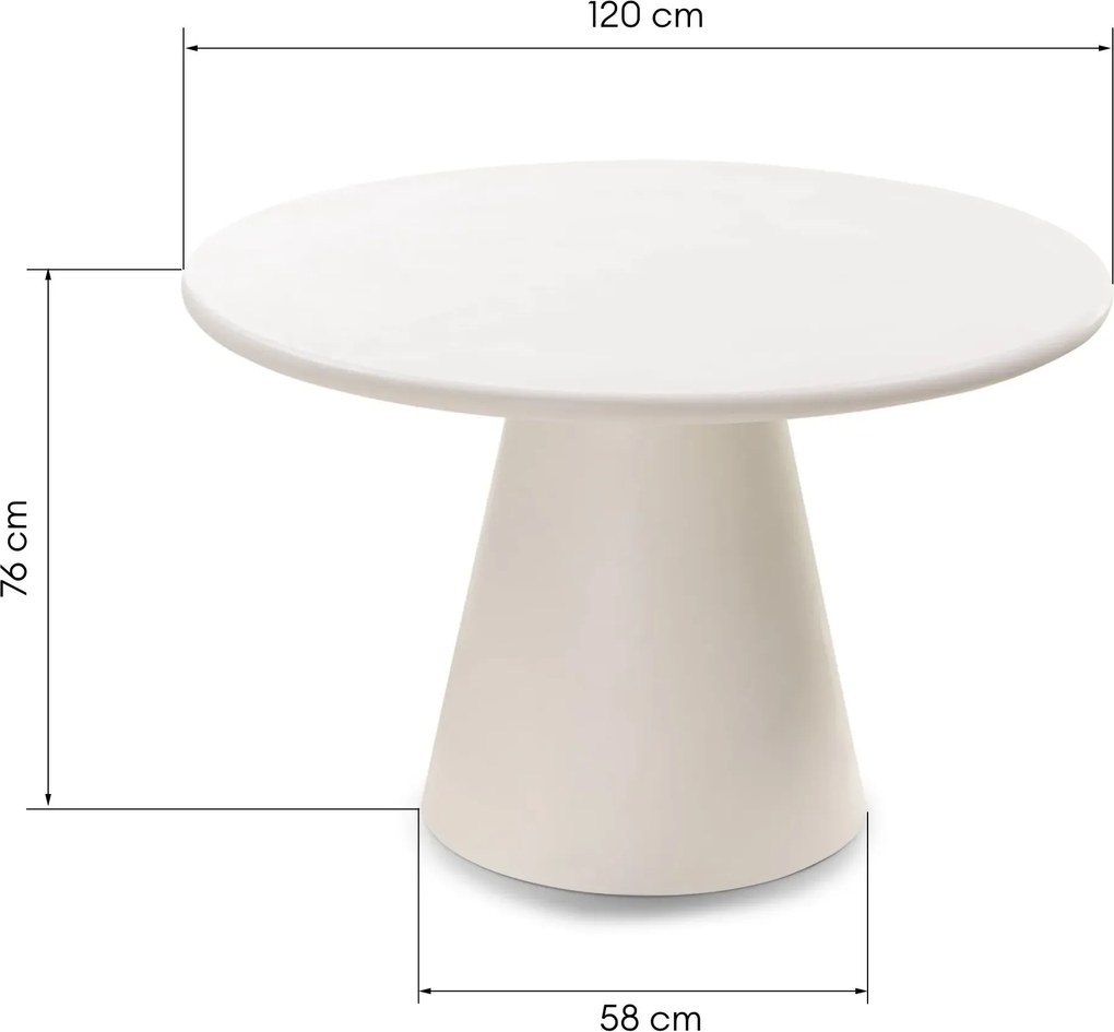 Jedálenský okrúhly stôl Aurora 120 cm ecru