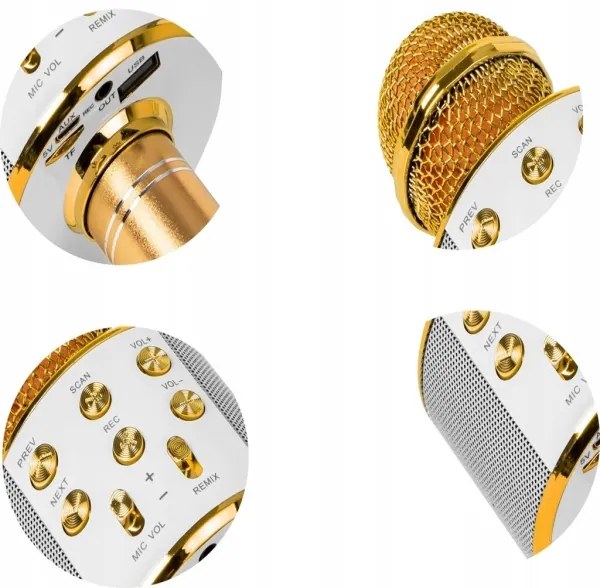 WS 858 BEZDRÔTOVÝ MIKROFÓN KARAOKE zlatá