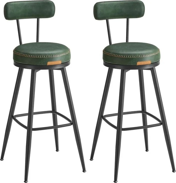 VASAGLE EKHO Collection - Sada 2 barových stoličiek s otočným operadlom LBC889 Farba: čierna