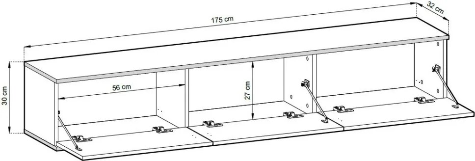 Závesná TV skrinka Orfeo, 175 cm, béžová štruktúra/zlatá