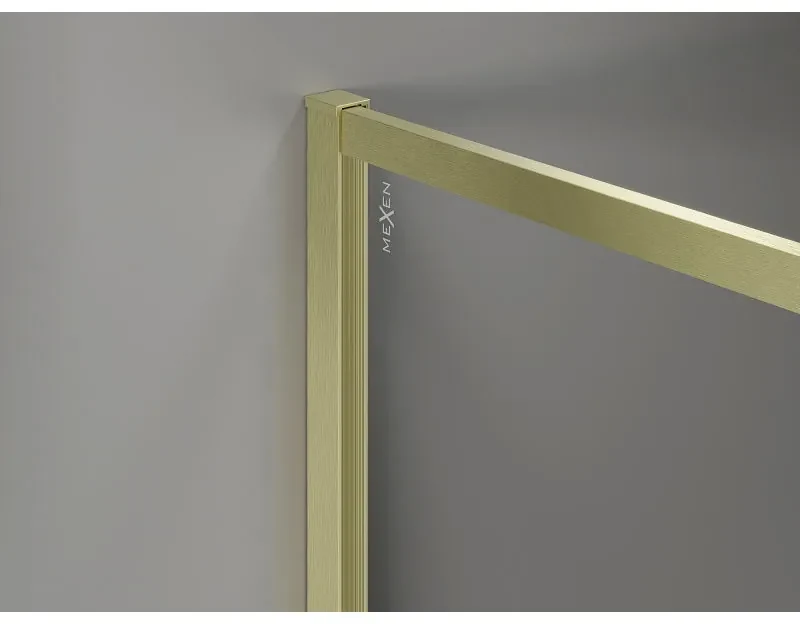 Mexen Kioto-F, sprchová zástena s rámom 120 x 202 cm, 8 mm šedé sklo, zlatý matný profil, 800-120-104-55-40
