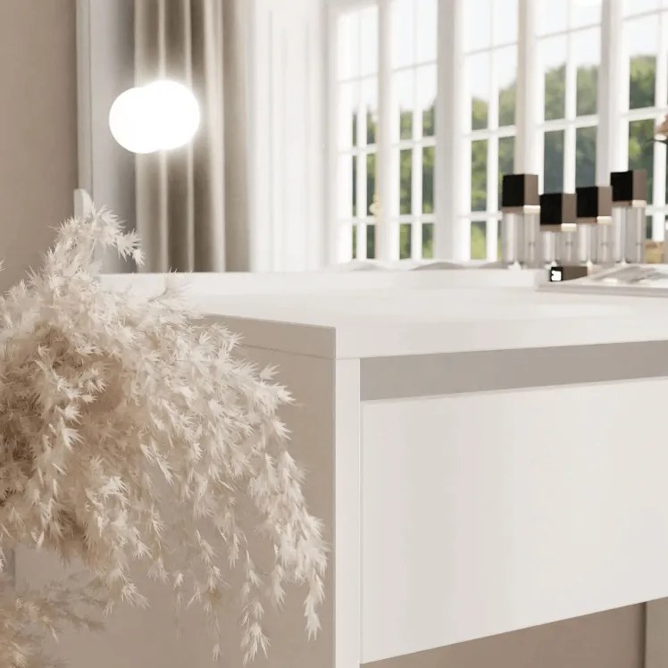 Toaletný stolík INEZ so zrkadlom biely mat + kancelársky stôl