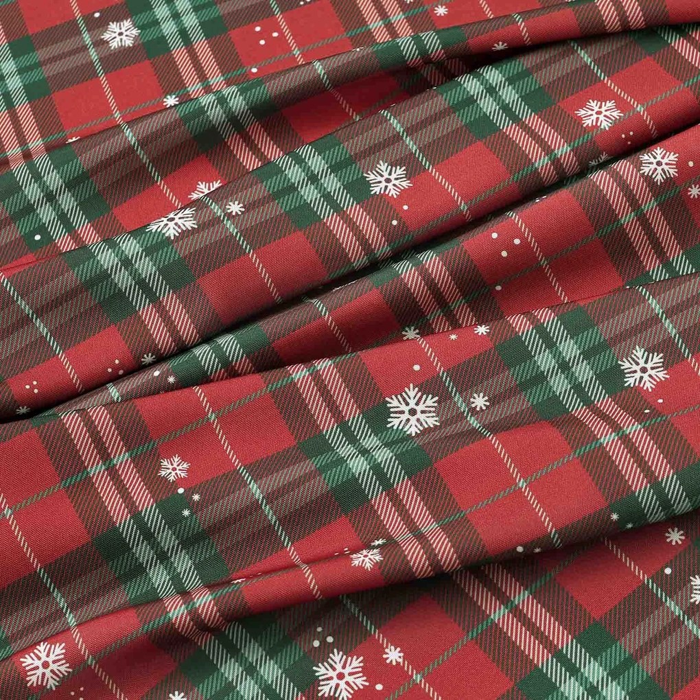 Goldea okrúhly teflónový obrus - červené káro s vločkami Ø 120 cm