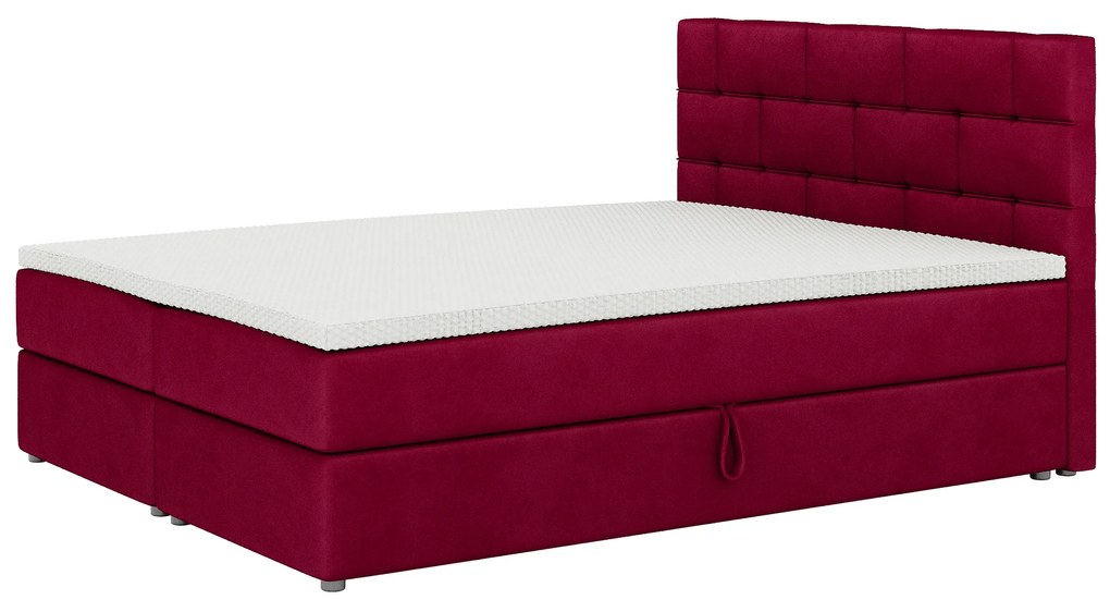 Manželská posteľ Boxspring 140x200 cm Waller Comfort (bordová) (s roštom a matracom). Akcia -20%. Vlastná spoľahlivá doprava až k Vám domov. 1056369