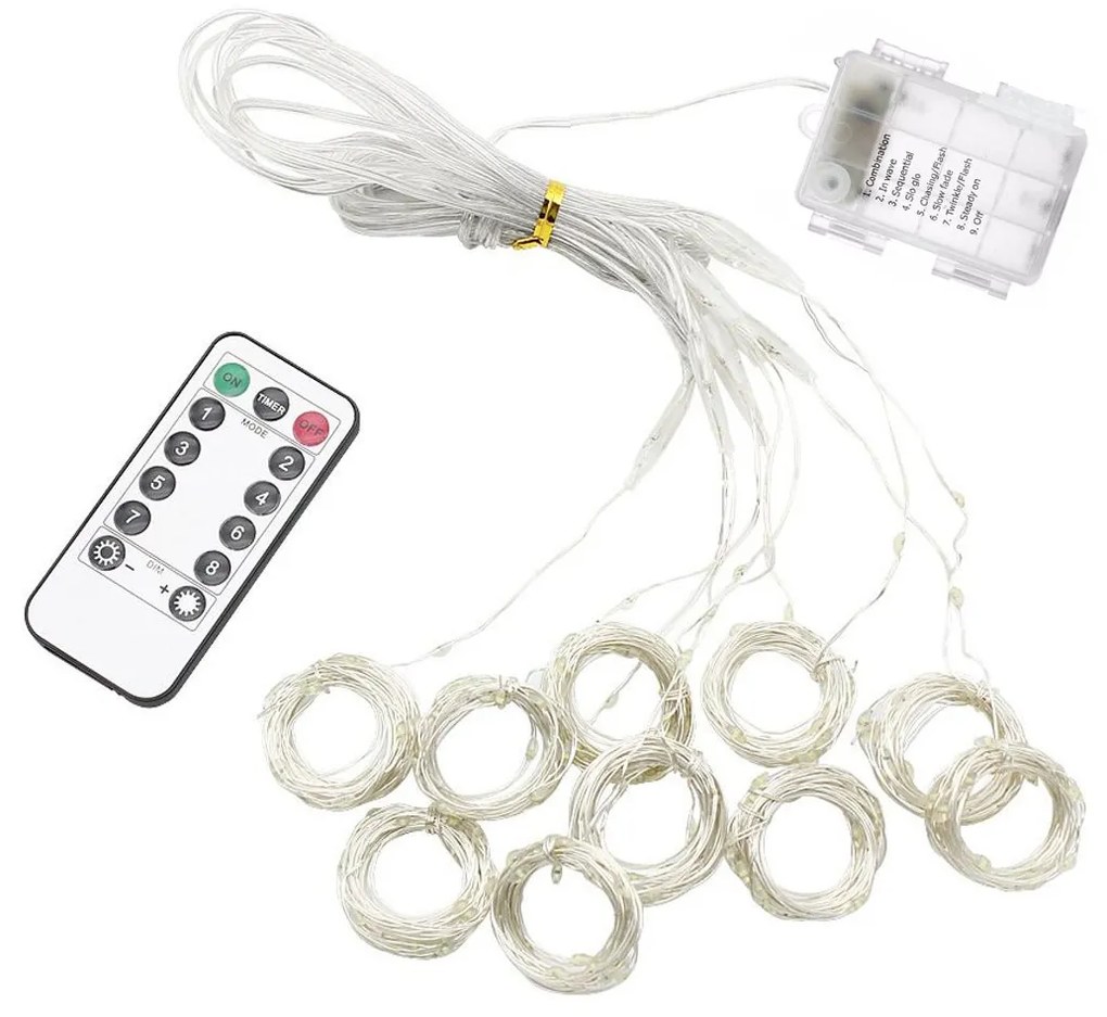 Tutumi Tutumi, LED svetelný záves 300 diód 3x3m 311334A, studená biela, CHR-06322