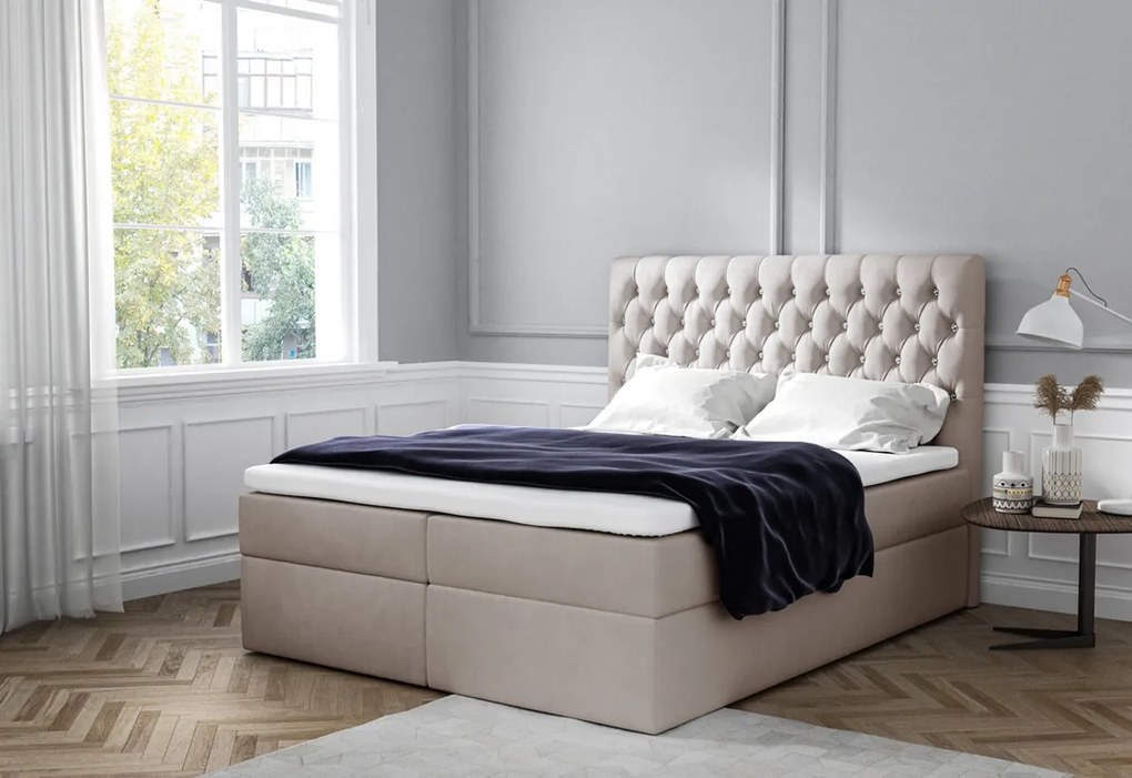 Čalúnená posteľ boxspring TOMIO + topper, 120x200, jasmine 20