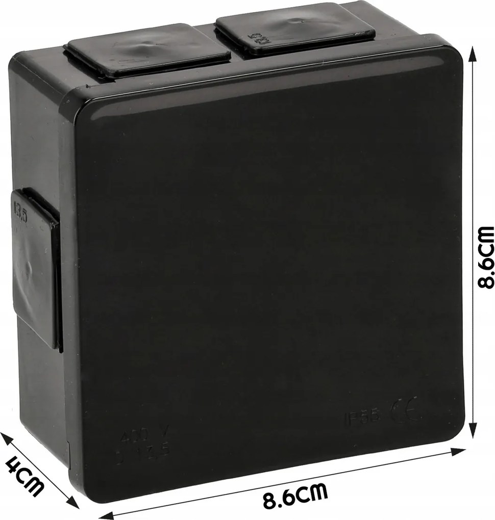 BERGE Elektroinštalačná krabica na omietku IP55 - čierna