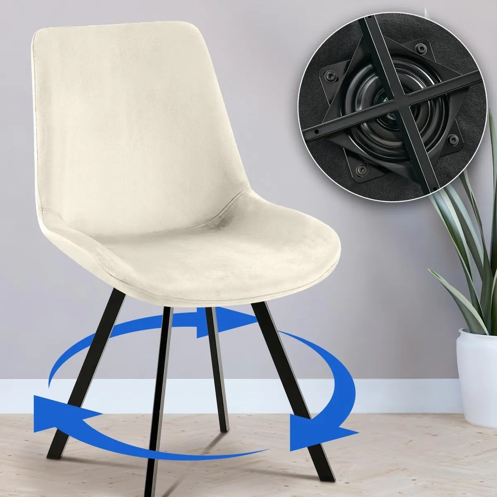 Jedálenská stolička Lewes - zamat - Krémová