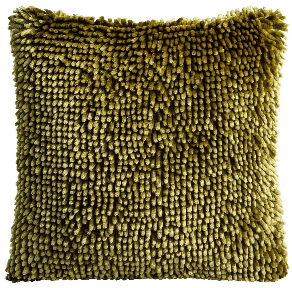 CHLPATÁ DEKORAČNÁ OBLIEČKA NA VANKÚŠ SHAGGY1 40X40 CM TMAVOOLIVOVÁ