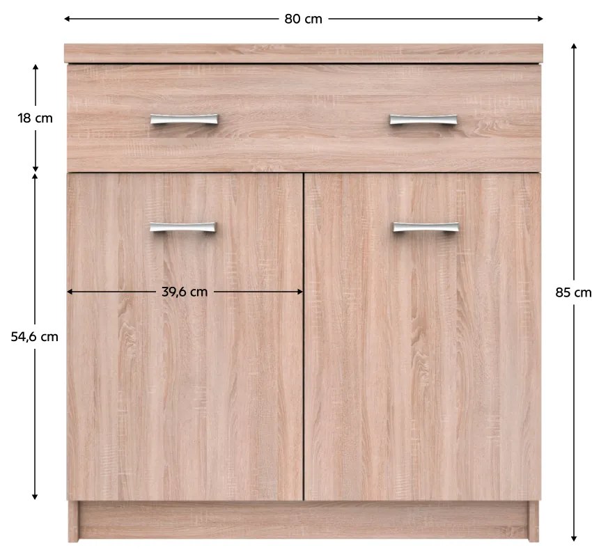 Kondela Komoda 2D1S, dub sonoma, TOPTY TYP 19