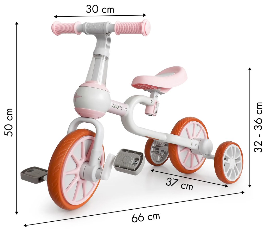 WELLHOX Balančný bicykel 4v1 - rúžový