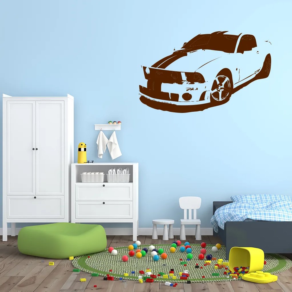 Veselá Stena Samolepka Auto Mustang Farba: žltá, Veľkosť: 100 x 62 cm