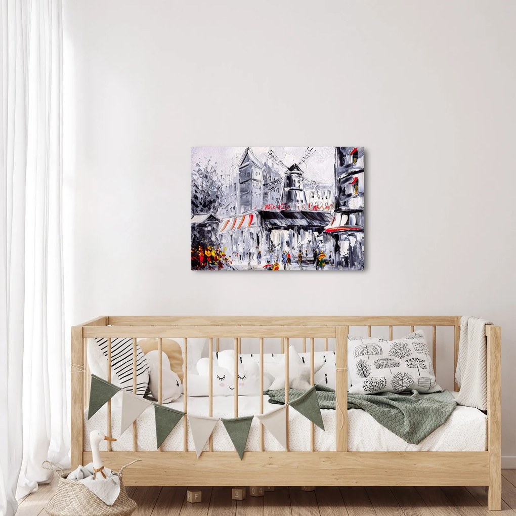 Obraz - Ulica v Paríži, olejomaľba (70x50 cm)