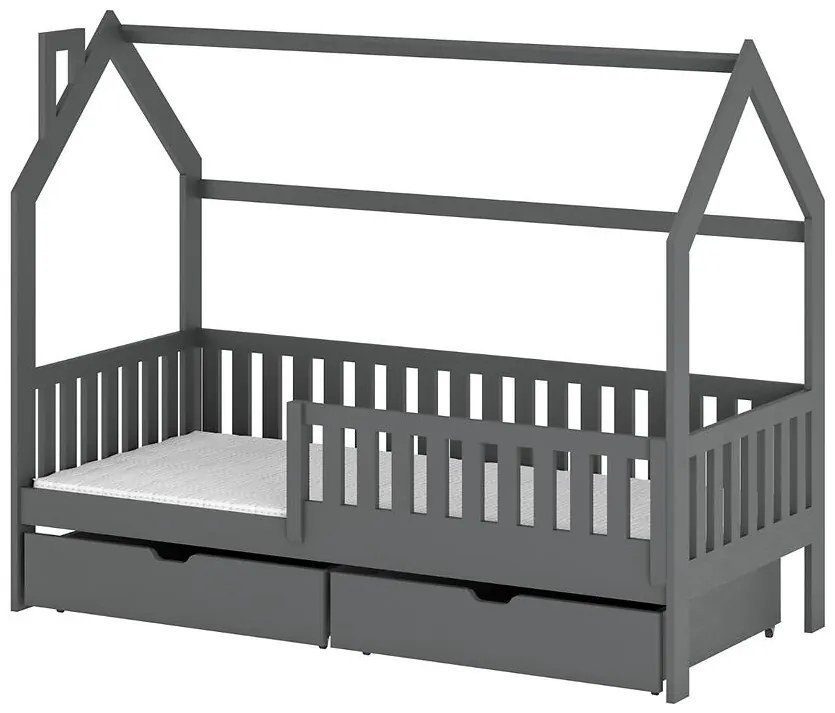 Posteľ Domček Natan 80x160 grafit