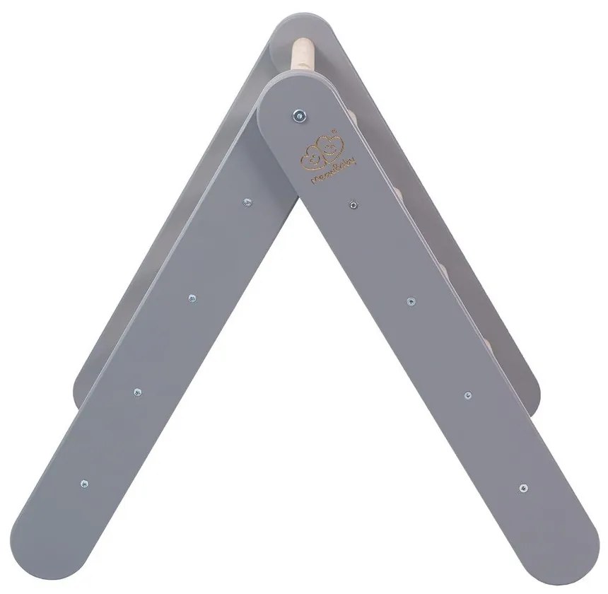 Sivý pikler trojuholník z borovicového dreva 60x60x60 cm Montessori – Meowbaby