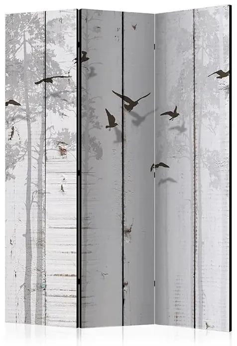 Paraván - Birds on Boards [Room Dividers] Veľkosť: 135x172, Verzia: Obojstranný