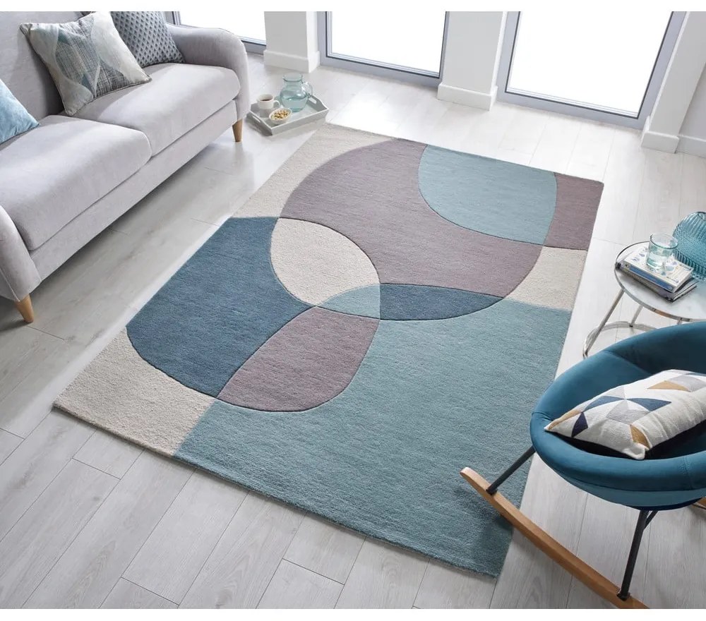 Modro-béžový vlnený koberec 170x120 cm Glow - Flair Rugs