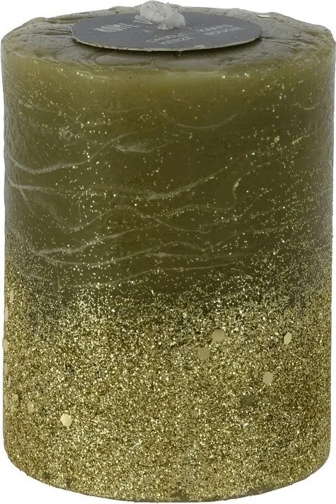 Vianočná sviečka Rustic v zelenej farbe 9 cm