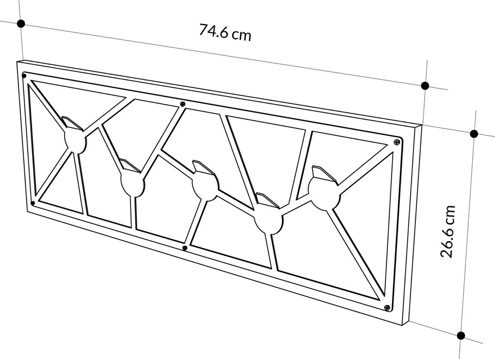 Nástenný vešiak Houseland Trace dub safírový/čierny