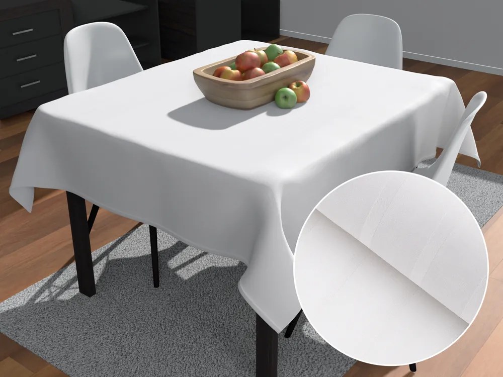 Biante Veľký damaškový štvorcový obrus DM-002 Biely - pásiky 6 a 24 mm 230x230 cm