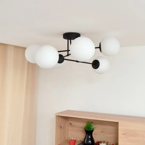 Prisadený luster MOON 6xE27/15W/230V čierna