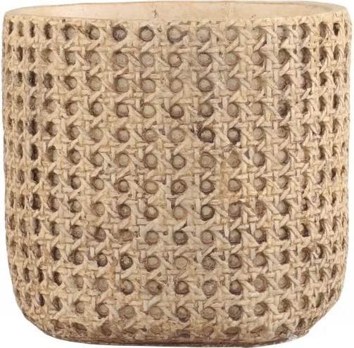 Hnedý obal na kvetináč s prúteným vzorom Corte - Ø 18*17cm