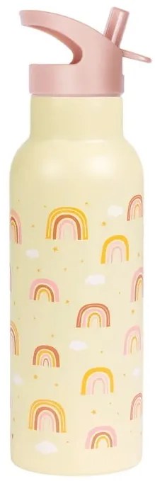 A Little Lovely Company Fľaša na pitie z nehrdzavejúcej ocele so slamkou Rainbows 500 ml