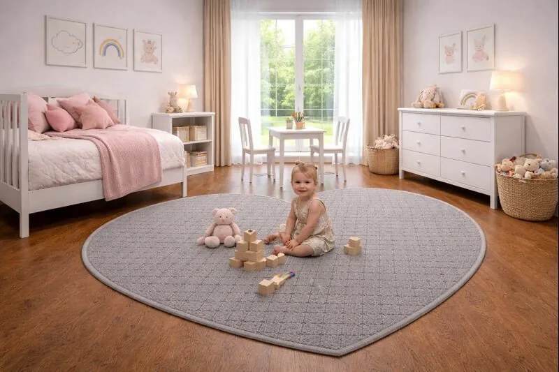 Kusový koberec Udinese šedý srdce, 100x120 srdce, šedá, chodba / predsieň, Vopi