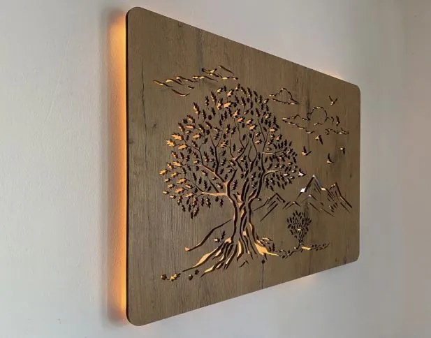 Podsvietený obraz na stenu Dva stromy na batériu
