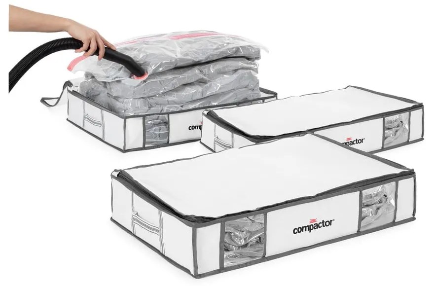 Vákuové/vystužené látkové úložné boxy na oblečenie v súprave 3 ks 45x65x15,5 cm Life – Compactor