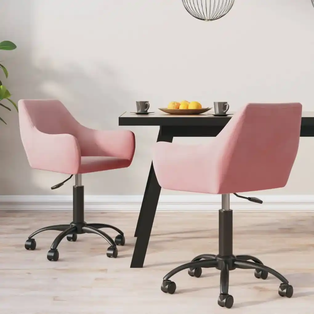 vidaXL Otočné jedálenské stoličky 2 ks ružové zamatové | BIANO