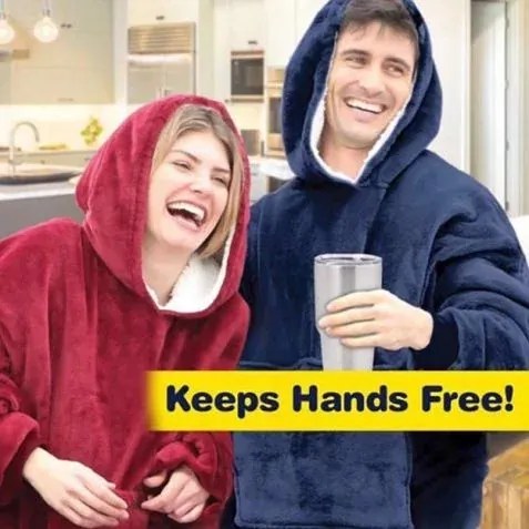 VERK Deka s rukávmi a kapucňou Huggle Hoodie - šedá