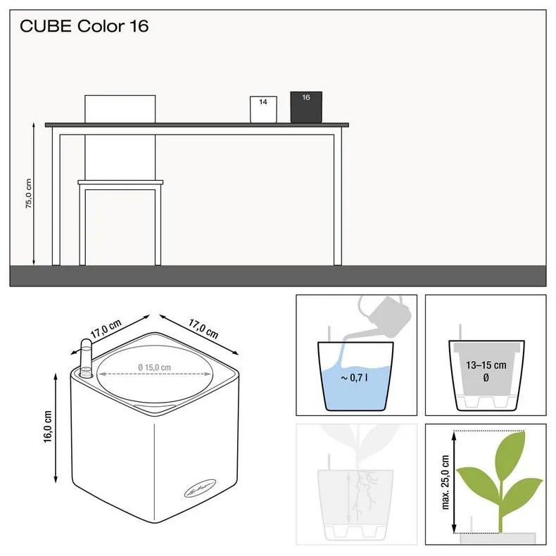 Lechuza Cube Color 16 all incusive set sand brown 17x17x16 cm