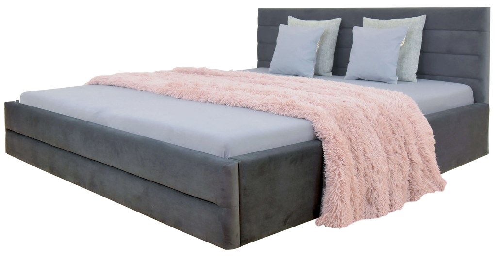 GM Čalúnená manželská posteľ s úložným priestorom Milada - grafit Rozmer: 160x200