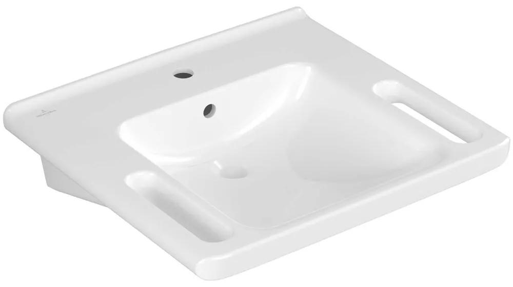 VILLEROY &amp; BOCH ViCare závesné umývadlo s otvorom, s prepadom, 600 x 550 mm, biela alpská, s povrchom CeramicPlus, 4A6860R1