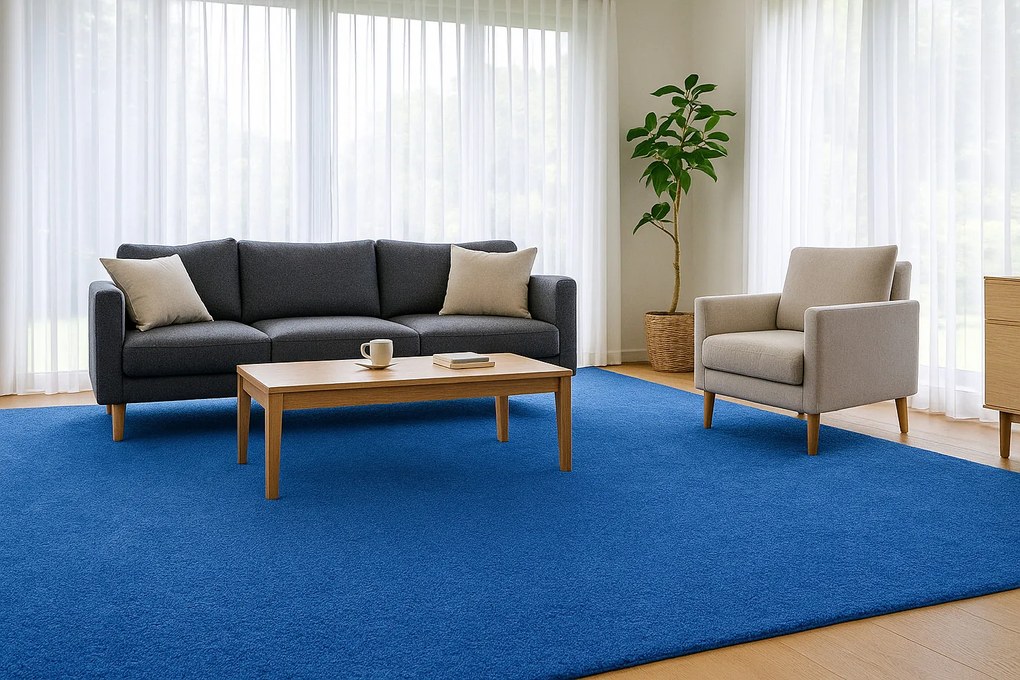 Betap, Koberec metráž Dynasty 82, na mieru, šíře 4m, modrá, filc, obývacia izba