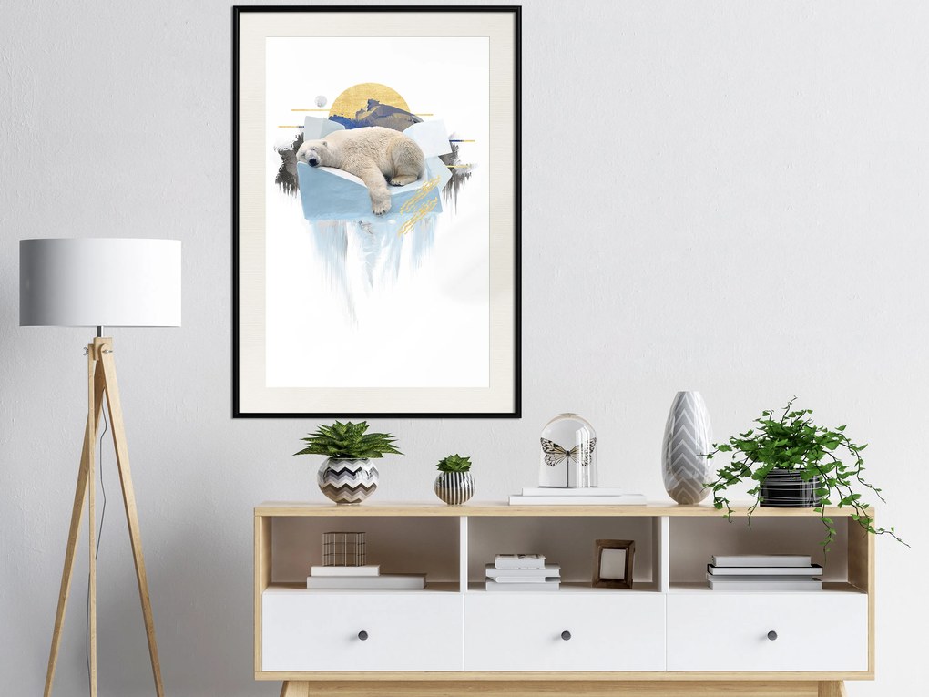 Artgeist Plagát - Polar Bear [Poster] Veľkosť: 20x30, Verzia: Zlatý rám s passe-partout